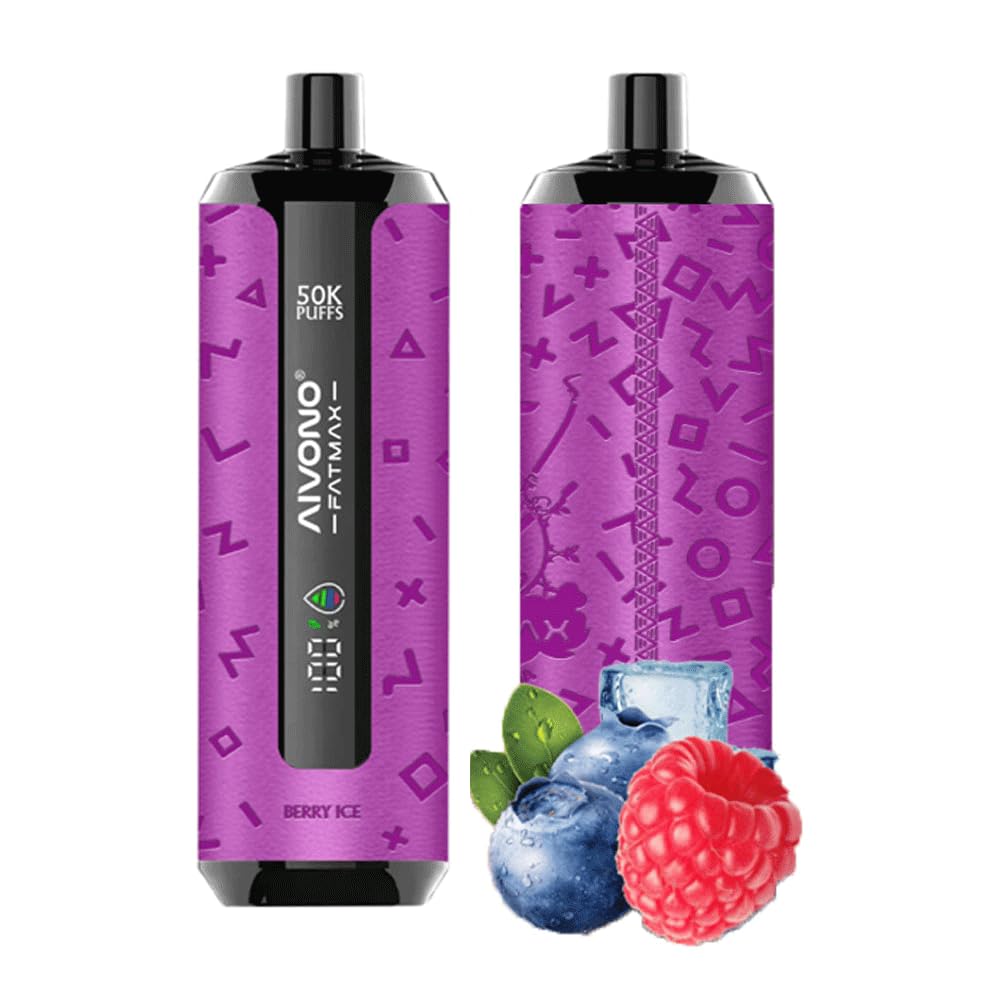 【大容量50000回吸引可能】使い捨て電子タバコ 肺に直達 vape ベイプ バッテリー&リキッド残量表示 800mah Type-C充電可能本体 煙量調節可能 LEDディスプレイ搭載 爆煙スターターキット 持ち運び 水蒸気タバコ 禁煙 ニコチン タール無し (ベリーアイス)