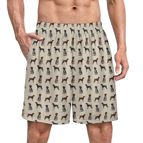 German Shorthaired Pointer Dogs Men's Satin Pajama Boxer Shorts Silk Feeling Lounge Sleep Underwear