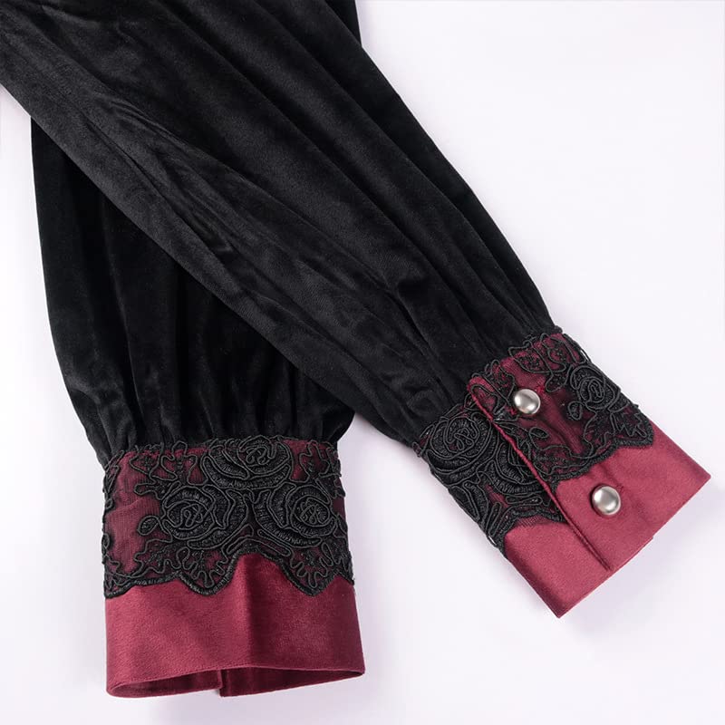 Chemises gothiques homme smoking dentelle satin chemise boutonnée vampire cosplay vintage BaronHong