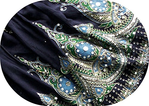 Dancers World Ltd (UK Seller) Mini Señoras Indian Boho Hippie Gypsy Sequin Summer Sundress Falda Maxi (TURQ Negro)