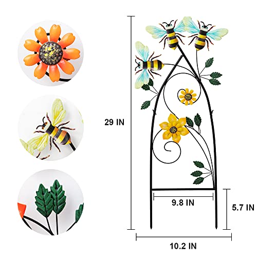 Meetyamor 29 Inch Decorative Garden Stakes, Outdoor Garden Decor Metal Flowers Bees Spring Gardening Decor Art Yard Signs, Outdoor Decorations For Patio Outside Yard Lawn #TOP2