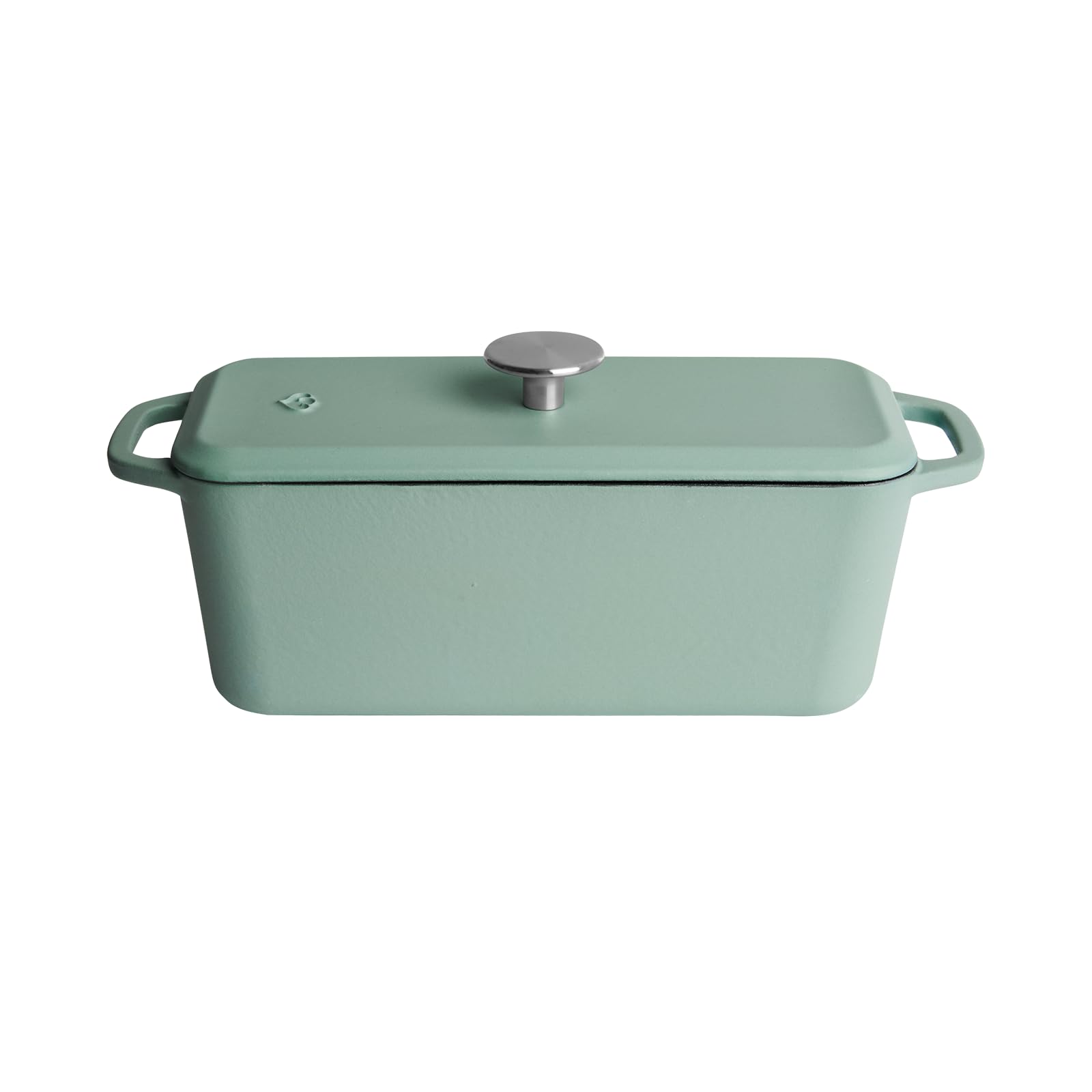Springlane Kitchen Kastenform Gusseisen mit Deckel 3L, Emaillierte Brotbackform für saftiges Brot, Pasteten & Aufläufe, Robuster Gusseisenbräter 33,5 x 13 cm, Mint