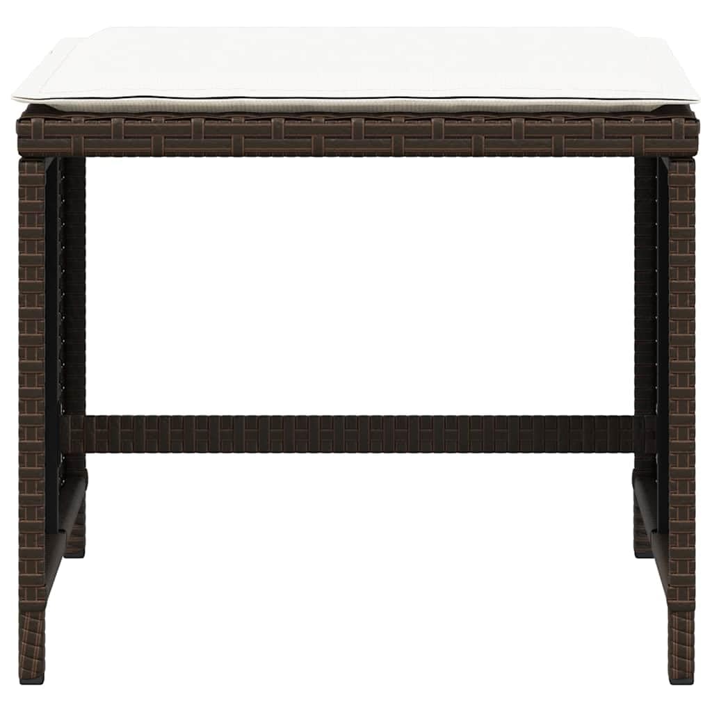 Taboret ogrodowy z poduszką 4 szt. brązowy 41 x 41 x 36 cm polirattanowy