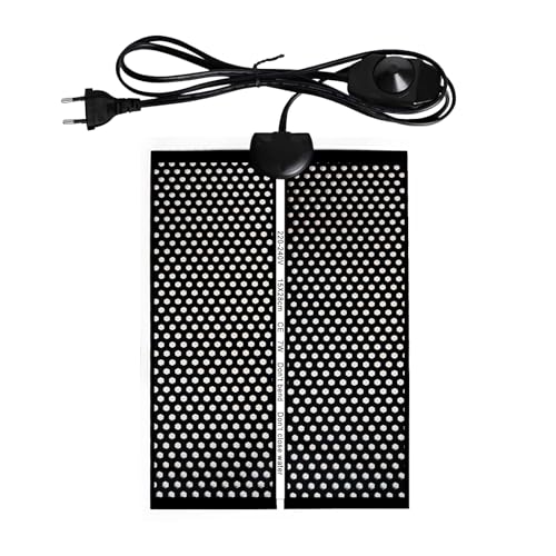 Geoyien Manta termica Reptiles, 15 * 28cm Manta termica terrario, Alfombrilla calefactora, Impermeable y Resistente a la Humedad, Temperatura Ajustable (0-35 Grados) Enchufe Europeo (7W, 220V-240V)