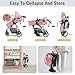 Hagaday Baby Stroller, 2-in-1 Reversible Toddler Seat with Bassinet Mode, Foldable Infant Stroller with Canopy, One Button Brake, Adjustable Handle, Newborn Pushchair(Pink)
