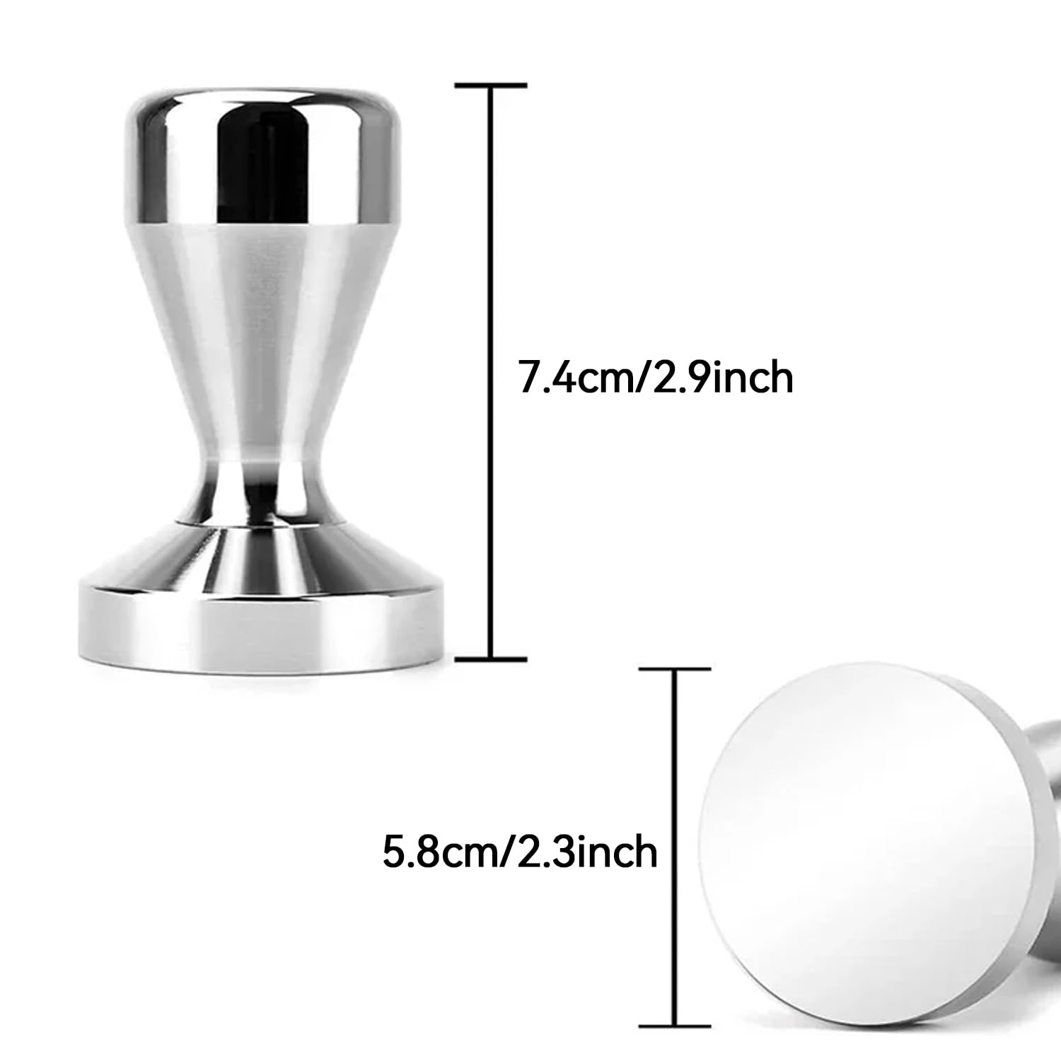 Coffee Tamper, Stainless Steel Espresso Coffee Bean Press Base Espresso Tamper Tool (Silver(58mm)) - Image 2
