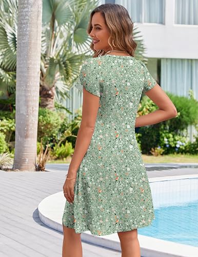 Image of Zeagoo Womens Summer A-Line Dress with Pockets Mini Short Sleeve Dresses Flowy Beach Swing Dress 2026 Vacation Travel