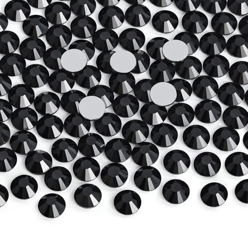 Image of Jollin Crystal Flatback Rhinestones Gems for Crafts 1.6mm SS4, Jet | Glue Fix, 2880pcs Glass Rhinestones for Bedazzling, Clothes, Tumblers, Nail Art, Shoes, Bags, Caps & Accessories Decoration