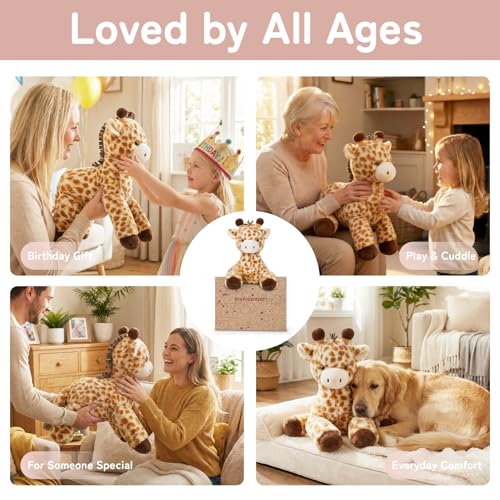 Image of Niuniu Daddy Weighted Stuffed Animal for Kids & Adults, Large Plush Toy with Soft Fur, Weighted Plushies Pillow for Sensory Calm, Huggable Gift for Everyday Comfort, Giraffe, 20 inch, 3.3 lbs