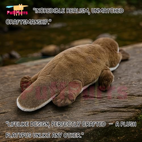 PuffPurrs Lebensechter Schnabeltier-Plüsch, Realistischer Entenschnabel-Breite Schnauze Teddy, Süßer Schnabeltier Kissen-Geschenk, 43 cm