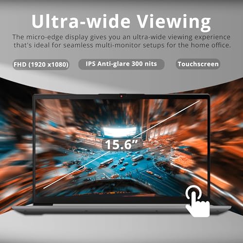 Image of Lenovo Ideapad 3 15.6 inch FHD IPS Anti-Glare Touch Laptop, Intel Core i3-1115G4, 8GB DDR4, 416GB Storage (256GB SSD+160GB Docking Station Set), 720p HD Camera with Privacy Shutter, WiFi 6, Win 11, Grey
