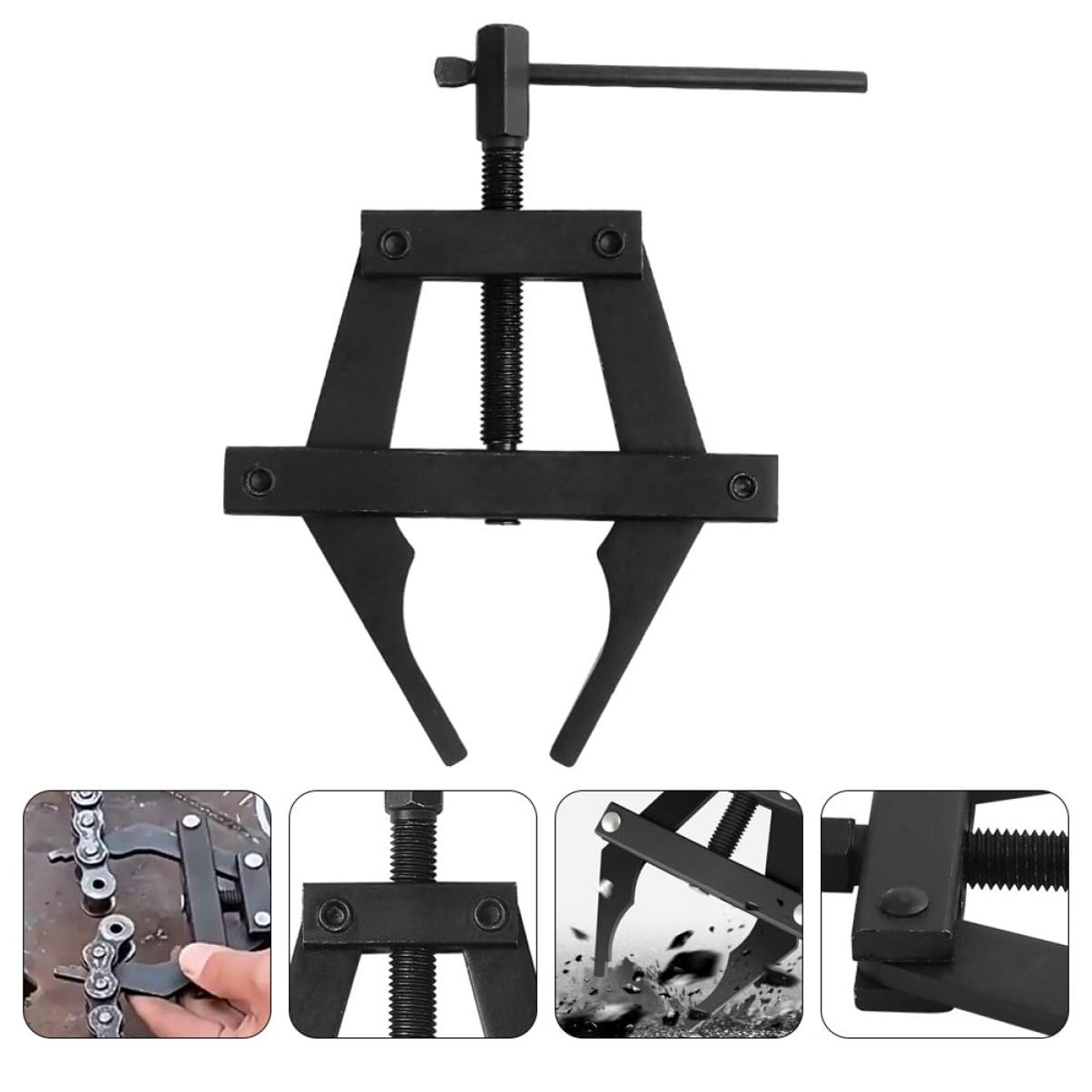 Happyyami Tensor de Cadena Ajustable de Acero Negro Multifuncional para Mantenimiento de Cadenas Industriales y Motocicletas Tamaño L