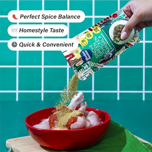 Image of Bhojan Bazaar Sindhi Green Chicken Masala Powder 50g, Ready to Cook in 10 Minutes, Serves 4, Chicken Masala for Curries, Ready in Cook Indian Spice Mix, Flavourful Masala for Chicken & Fish
