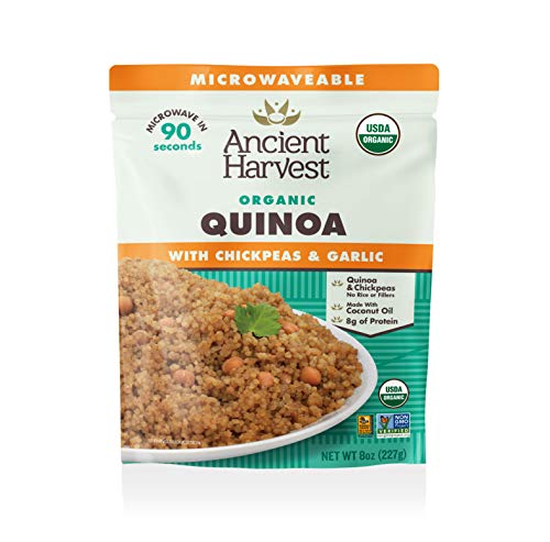 Ancient Harvest Certified Organic Microwavable Quinoa Pouch, Quinoa with Chickpeas & Garlic, 8 Oz (Pack Of 12)