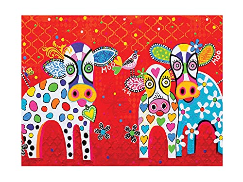 Maxwell & Williams - Serviette de Table 100% Coton, Imprimés Vaches Colorées, Collection Love Hearts by Donna Sharam, 50 x 70 cm - Multicolores