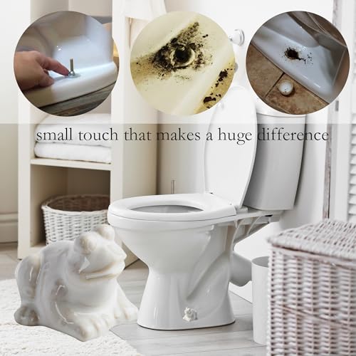 Image of ZUNON Toilet Bolt Caps, Decorative Toilet Bolt Covers, Ceramic Cute Frog Covers Toilet Bolts Bathroom Decor Easy Installation Set of 2 (White Frog 2pcs)