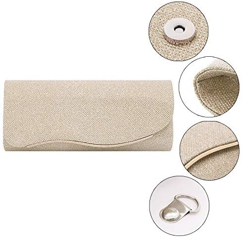 Queena Womens Shiny Sequins Evening Clutch Envelope Handbag Chain Purse for Wedding Party Prom Gift for Mom Wife Girlfriend Gold, 4189 Gold, one size - Image 4