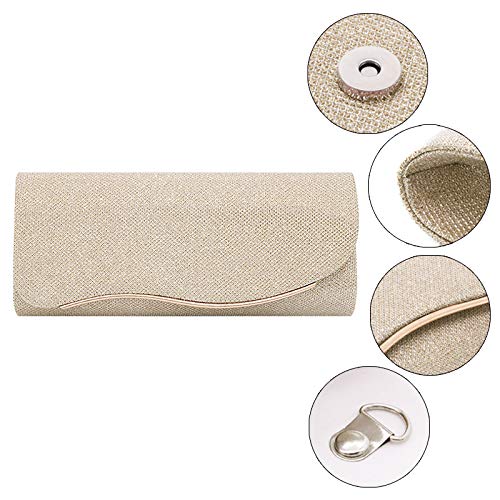 Image of Queena Womens Shiny Glitter Evening Clutch Envelope Handbag Chain Purse for Wedding Party Prom Gift for Mom Wife Girlfriend