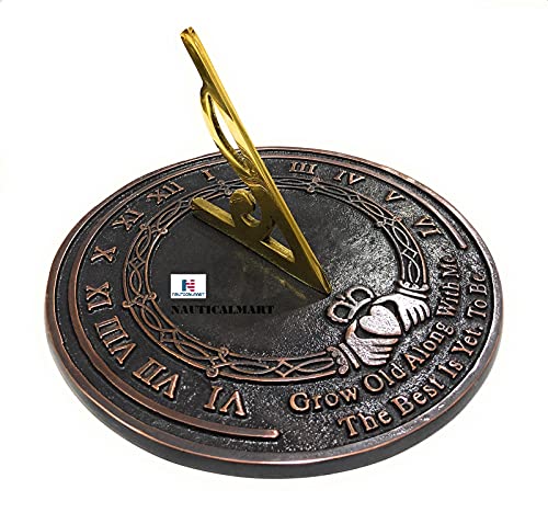 Nautical-Mart Garden Sundial Grow Old with Me -The Best is Yet, to be (Copper Antique), Unique Wedding Gift Idea for Parents, Engraved Anniversary Sundial, Home Decor