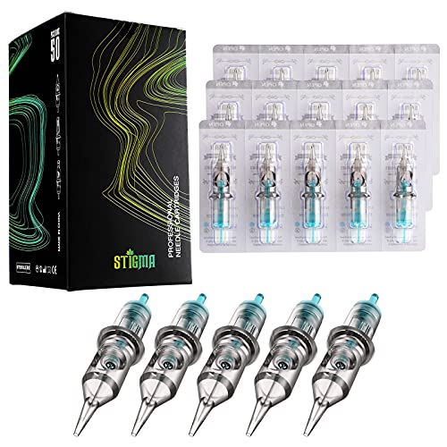 STIGMA Aquamarine Knight Tattoo Cartridges 50pcs Round Liner #10(1003RL 1005RL 1007RL 1009RL 1011RL) 0.3mm Bugpin Disposable Tattoo Cartridge Needles EN02B-50KIT-R