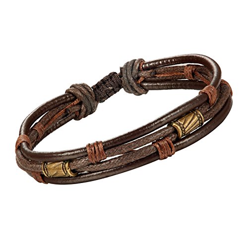 Jstyle 4Pcs Braided Leather Bracelet for Women Mens Cuff Bead Bracelet Set Adjustable Black And Brown4