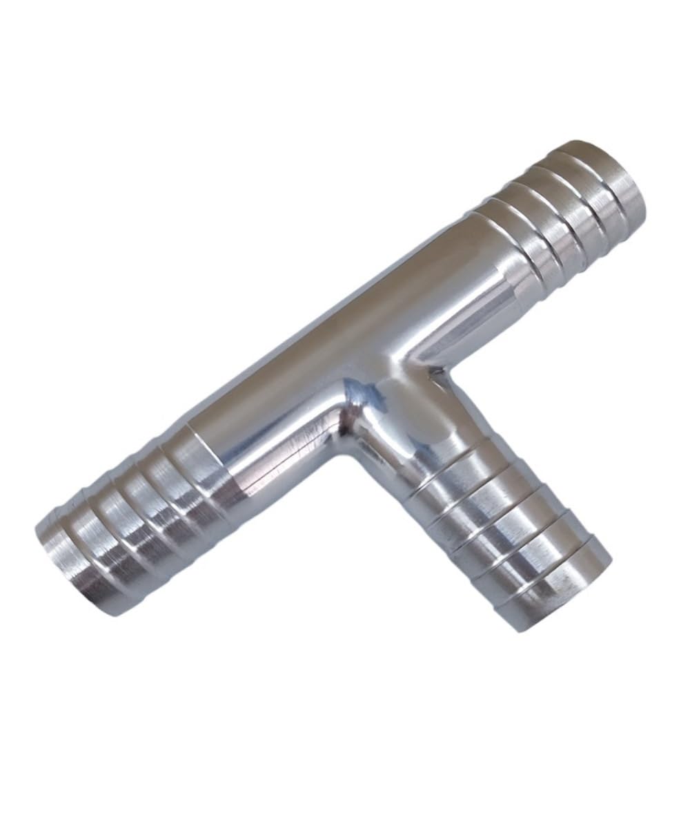Raccord pour tuyau d'arrosage， 12.7 16 19 25 32 38 45 51mm Hose Barb Tail 304 Stainless Steel Sanitary Pipe Fitting Tee 3 Ways Connector Splitter Homebrew(19mm Barb)