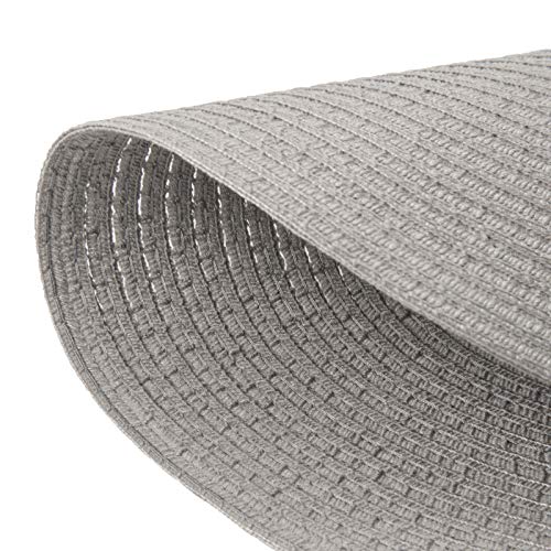 Image of SHACOS Round Braided Placemats Set of 8 Washable Fabric Heat Resistant 15 inch Grey Round Table Mats for Dining Tables (Gray, 8)