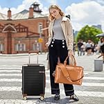 Joyway Leather Travel Bag for Men, Travel Duffel Bags for Women，Large Weekender Overnight Bag, Waterproof Carry On Bag Travel Tote Bag Gym Bag with Luggage Strap - Image 2