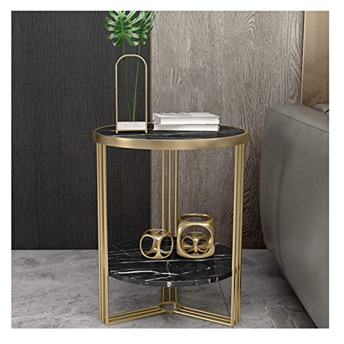 Table de rangement d'angle salon table basse marbre ronde 50 cm - 3