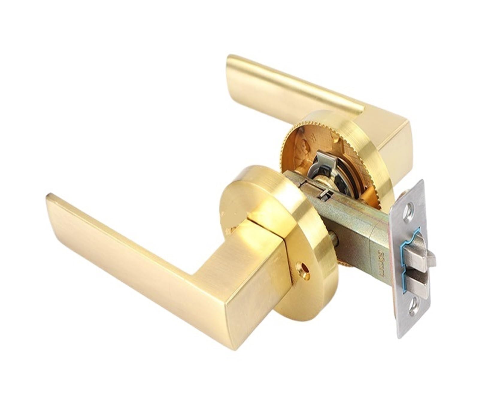 Heavy Three-Pole Passage Lock keyless Door fire Aisle Bathroom Hotel KTV Room Handle(Gold)