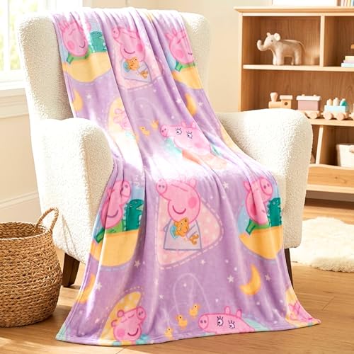 Peppa Pig & Baby Evie Kids Throw Blanket 46 in x 60 in Soft Cozy Decorative Blanket for Couch Bed or Gaming Room (Officially Licensed Product) by Franco