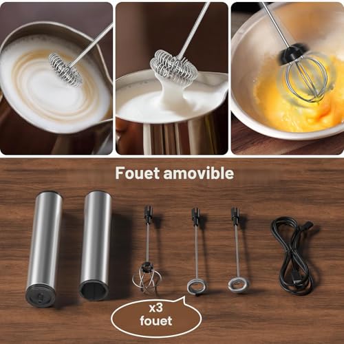 MOSUO Mousseur à Lait Électrique, Mousseur de Lait Rechargeable USB – vue 4