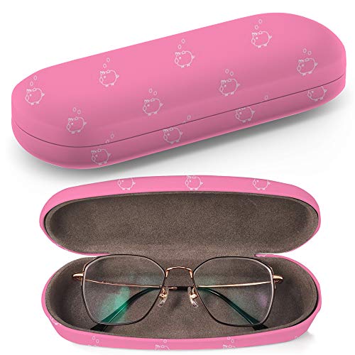 Preisvergleich Produktbild Hardcase Brillenetui Sonnenbrillenetui Brillenbox Kunststof Clamshell-Art-Brillen-Fall mit Brille-Reinigungstuch (Pink Piggy Bank)