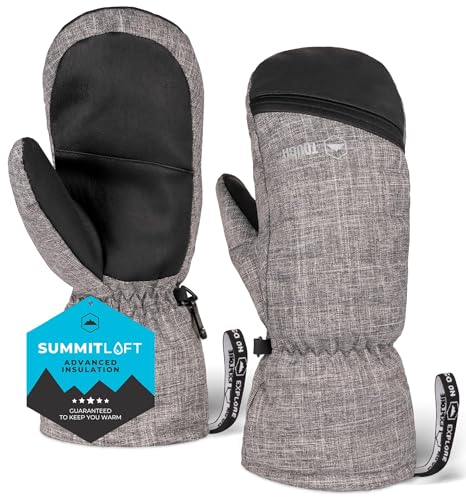 Tough Outdoors Adult Winter Ski Mittens for Women and Men - Mens Womens Waterproof Insulated Snowboard Gloves - Extreme Cold Weather Snowboarding Snow Glove Mitten - Medium/Large