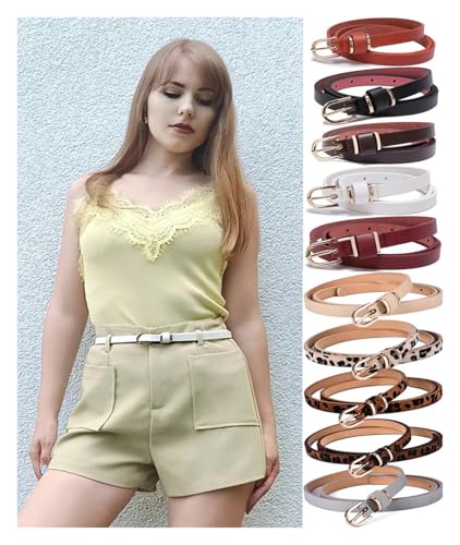 Belts for Women, Women's Skinny Leather Belt Solid Color Waist Or Hips Ornament Girls 1.5cm Wide Leopard Waistband2