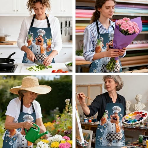 Image of Nuxovilar Cute Cooking Kitchen Apron, 26.77 * 30.7 Inches, Essential for Kitchen Cooking, Baking, Festive Gatherings