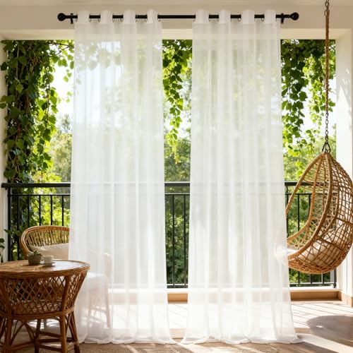 XUEQXUE Gardinen mit Kräuselband 210 x 125 cm Polyester, Leinen-Optik Transparent Wohnzimmer Luftig Dekoschal Transparente Leinen Optik Gardine für Wohnzimmer Schlafzimmer Fenster, Weiß XUEQXUE Gardinen mit Kräuselband 210 x 125 cm Polyester, Leinen-Optik Transparent Wohnzimmer Luftig Dekoschal Transparente Leinen Optik Gardine für Wohnzimmer Schlafzimmer Fenster, Weiß