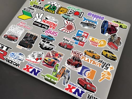 Image of WallDesign Race-Ready 50 Collection of Authentic JDM Sticker Set - Mobile, Laptop, Accessories, Gifting - Durable, Laminated, Quality Printed Vinyl for True Japanese Speed Culture Car Fans
