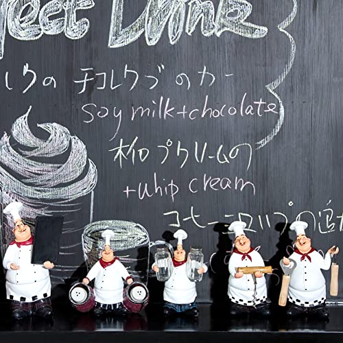 Figura de chef en resina con pizarrón para escribir miniatura 4