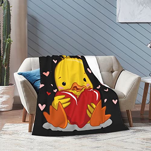 Perinsto Niedliche Ente mit Herz-Überwurfdecke, ultraweich, warm, für alle Jahreszeiten, dekorative Fleece-Decken für Bett, Stuhl, Auto… – Ansicht 4