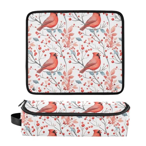 Bolsa de viaje para herramientas de cabello Red Cardinal Branches Marble resistente al calor para planchas, rizadores y accesorios de cuidado capilar miniatura 3