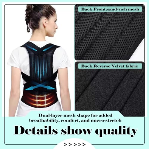 Posture correction belt for men and women, back support posture correction belt with breathable adjustable shoulder straps for improved lumbar support belt, back support to prevent hunchbacks (XL) - Image 3
