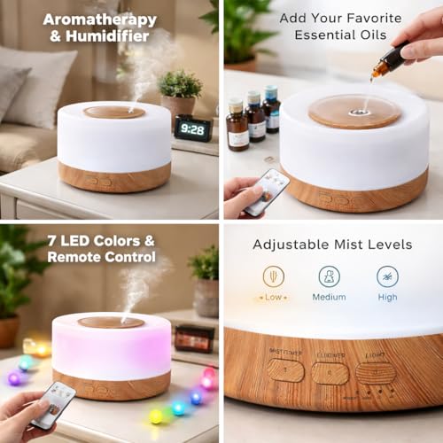 Image of PURE AROMA 700 ML Aroma Diffuser for Home, Office & Spa - Ultrasonic Cool Mist Humidifier with Remote Control, LED Light, Large Capacity Essential Oil Diffuser for Bedroom, Living Room & Yoga