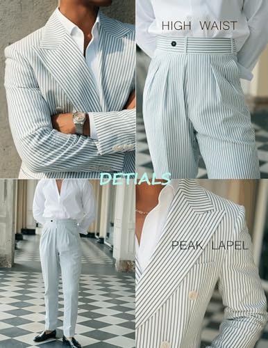 Seersucker Suit Mens Mens Suits Classic Fit 2 Piece Casual Summer Beach Suits for Men Wedding Groom Big and Tall4