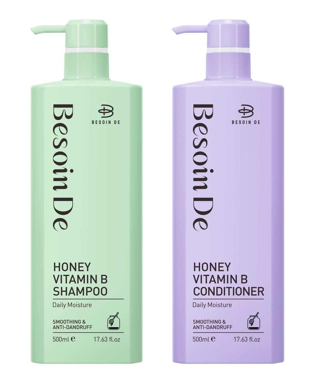 Besoin De Honey Vitamin B Shampoo and Conditioner Set, Daily Moisture, Anti-Dandruff, 25.36 fl.oz, 2-Pack