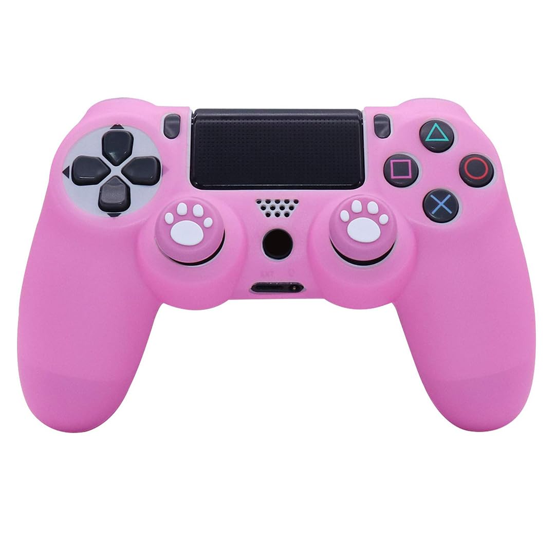 Pink PS4 Controller Skins RALAN, cover per controller in silicone compatibile con PS4 Slim/PS4 Pro (6 impugnature per pollice rosa Pro, impugnatura per cranio x 2) (rosa)