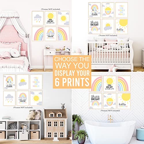 Image of Hadley Designs 6 Rainbow Girls Room Wall Art - Rainbow Girls Room Decor for Bedroom, Aesthetic Nursery or Teen Bedroom Art, Reversible Unframed Cute Colorful Posters for Kids' Space, Made in USA