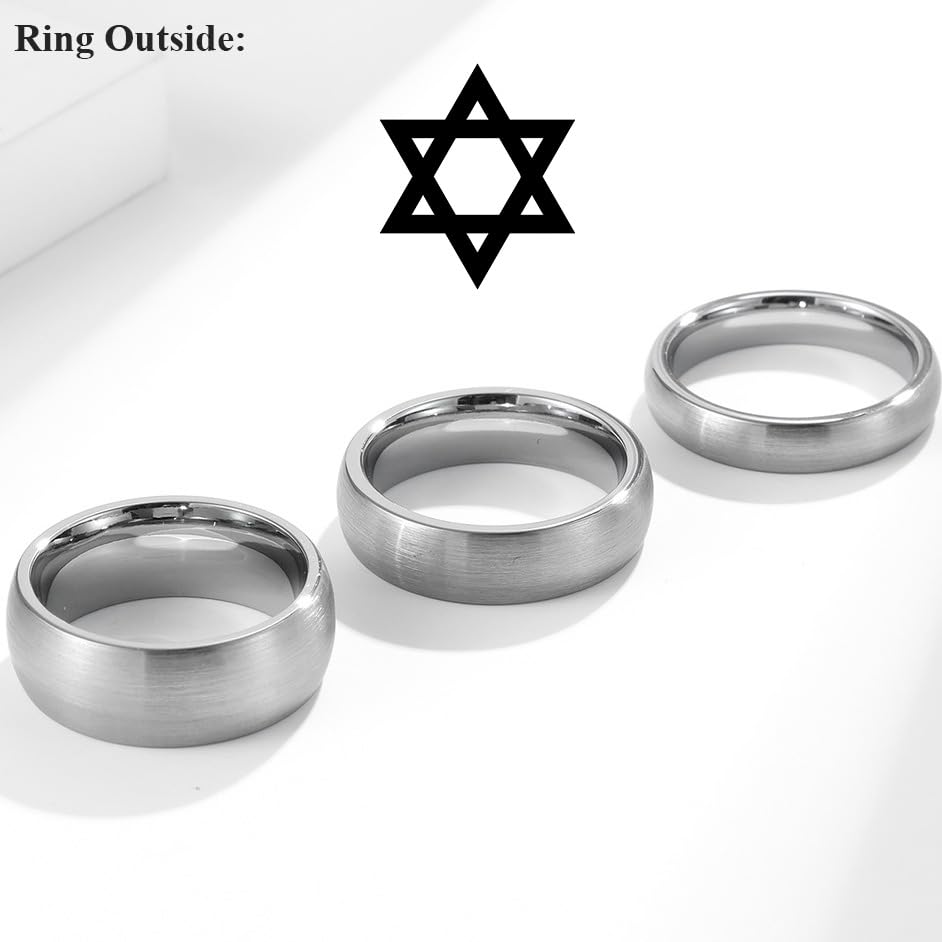 Hebrew Ring Frosting 4mm 6mm 8mm Tungsten Carbide Ring Custom Engrave Rings Plain Dome Inside High Polished Silver Black Gold Plated Wedding Band Comfort Fit Size 6-122