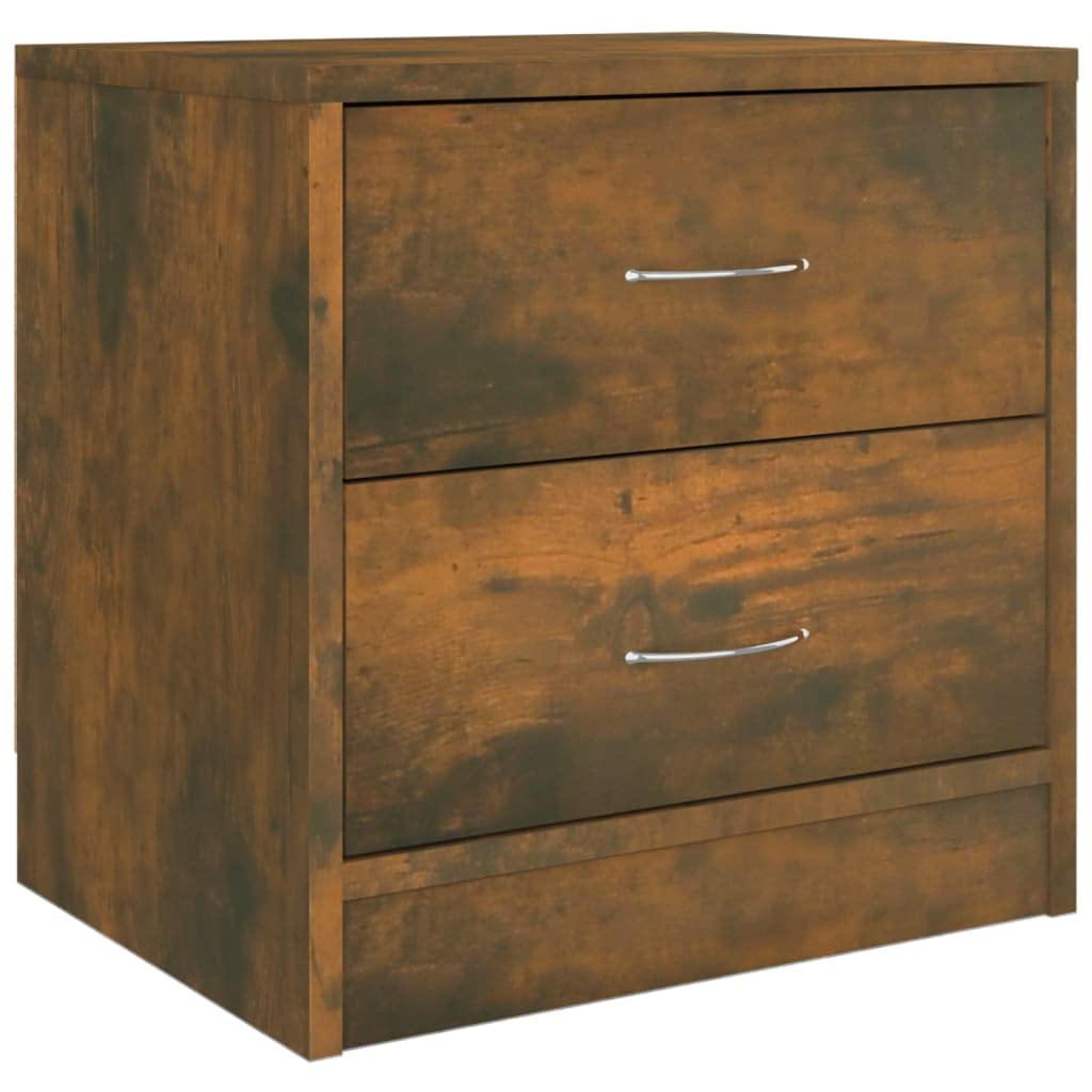 Générique Stół nocny Chene Fume 40x30x40 cm Drewno Ingenierie | 2 szuflady do przechowywania, dekoracja powierzchni wyświetlacza, odporność na wilgoć, do użytku w salonie