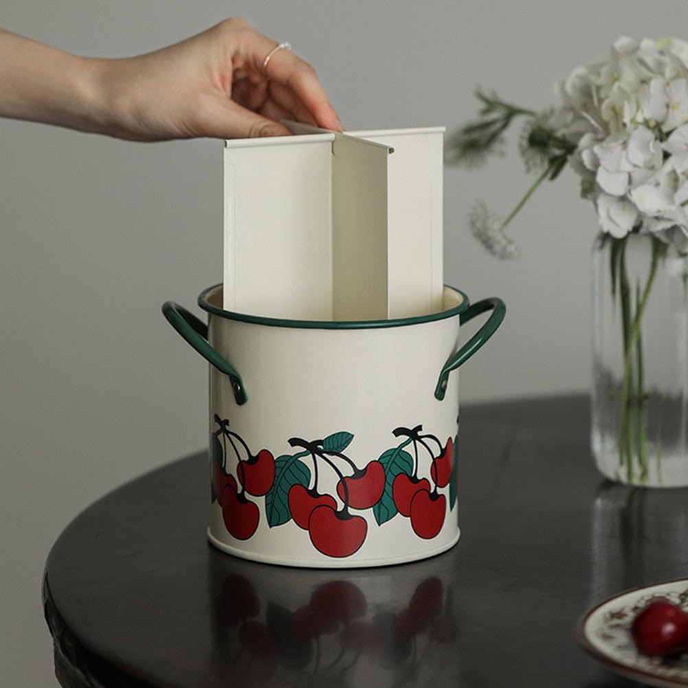 HEMOTON Utensilienhalter Küche, 17 x 12cm Küchenutensilienhalter, Retro-küchenutensilien aufbewahrung, Besteckhalter, Aufbewahrung, Utensilien-Organizer mit 4 Fächern Aufbewahrungseimer